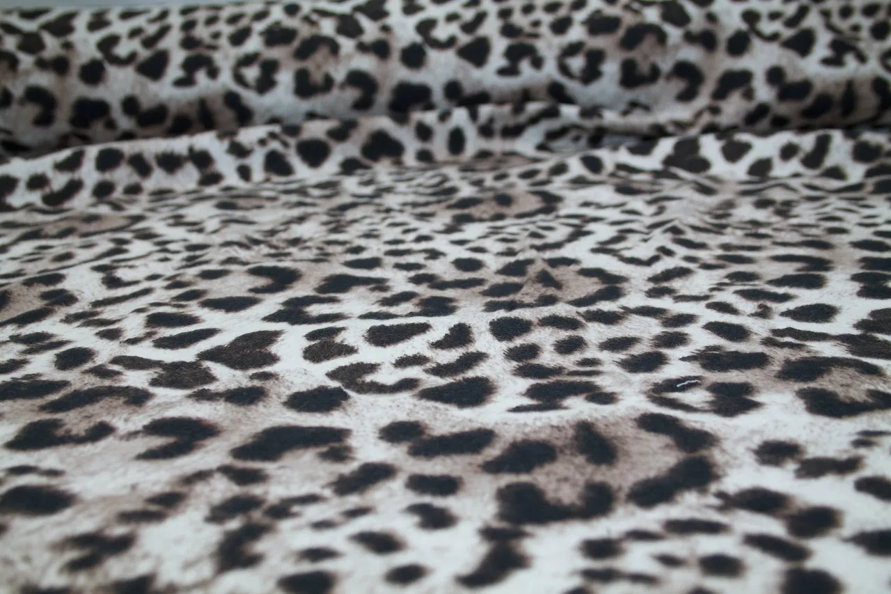 1 3/8 yards of Big Cat Print Cotton Flannel - Browns on White
