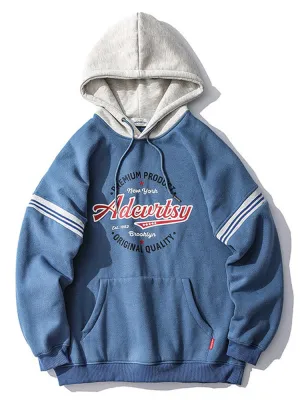 Color Matching Print Brushed Hoodies