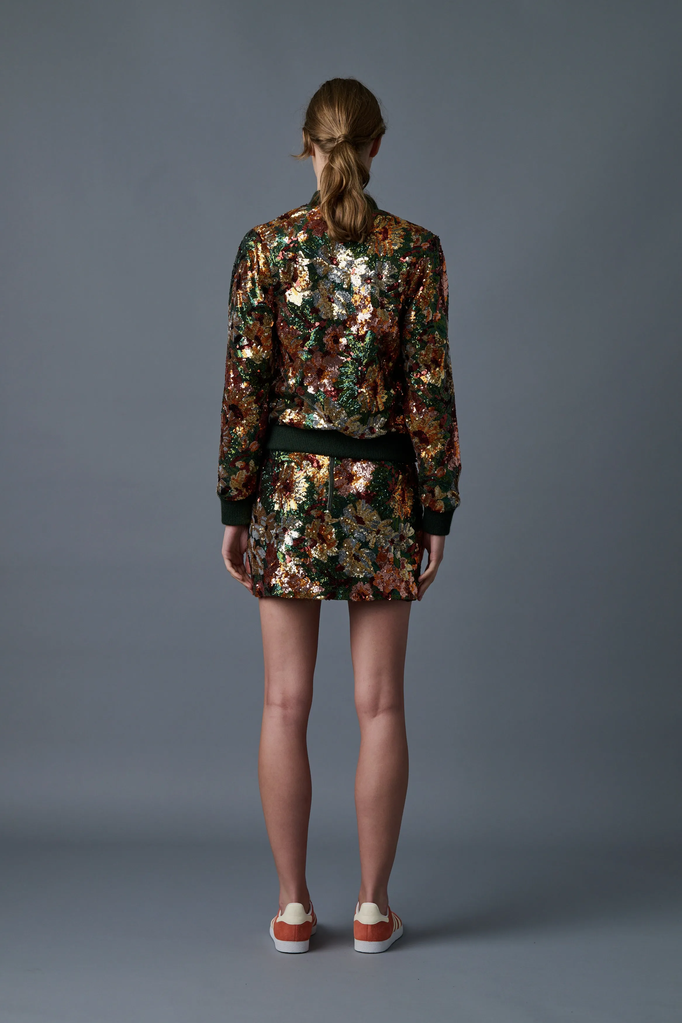 Fall Floral Sequin Bomber