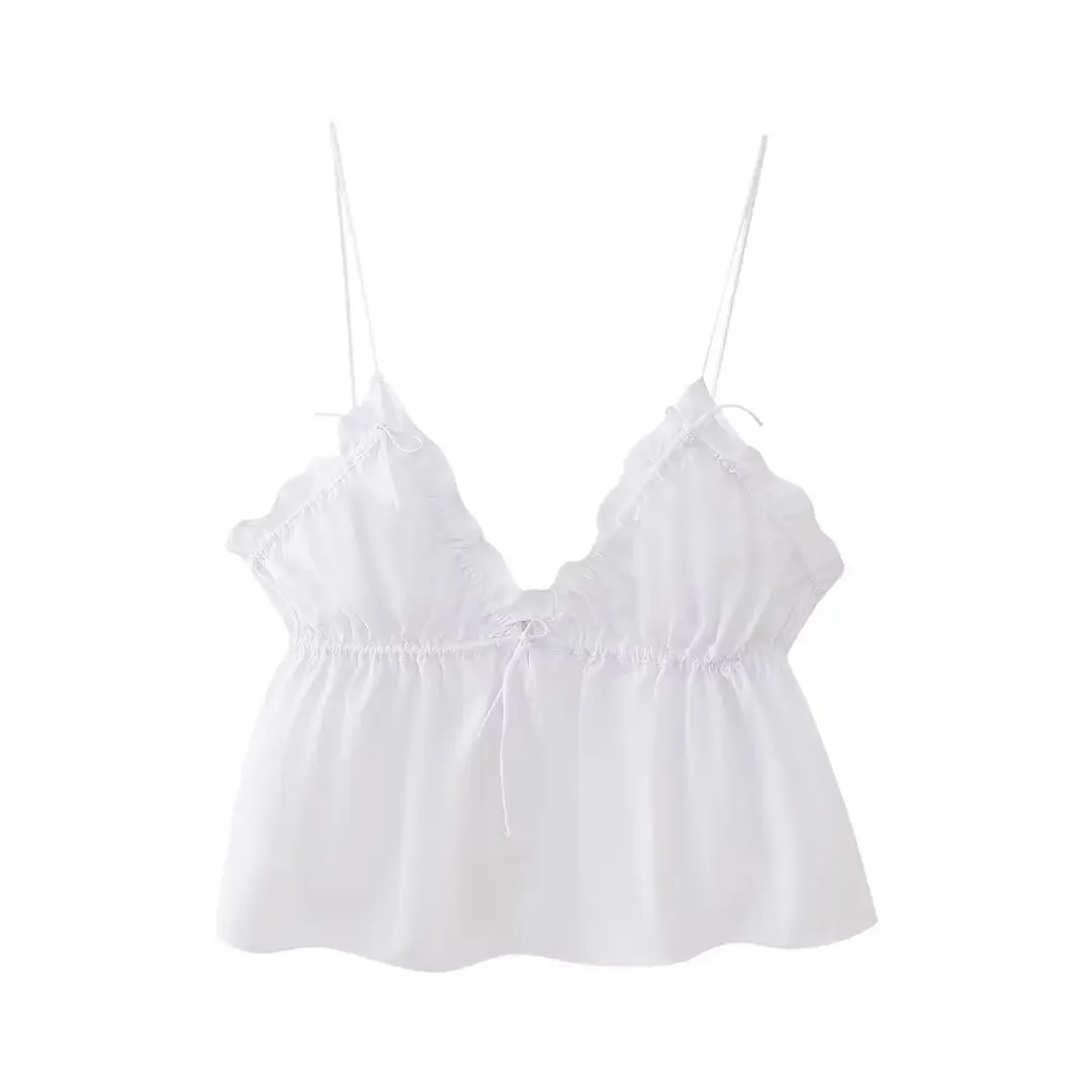 Fashion Solid Color Vest for Women  Summer New Chic Female Sleeveless V Neck Tops Sexy Backless Female Vests High Street
