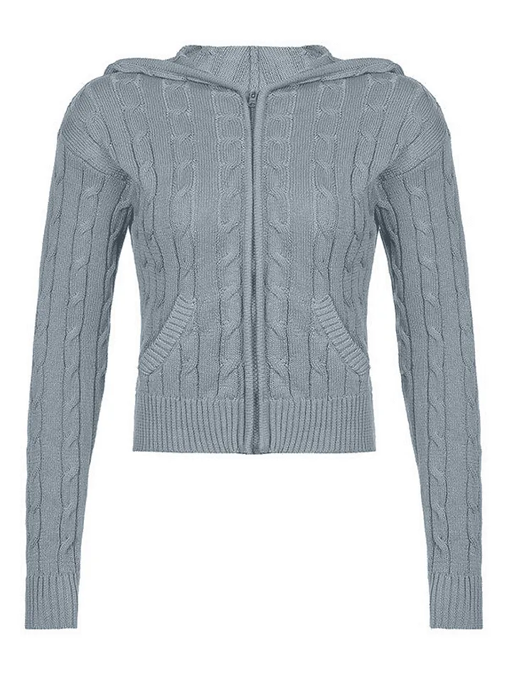 Hooded Cable Knit Cardigan