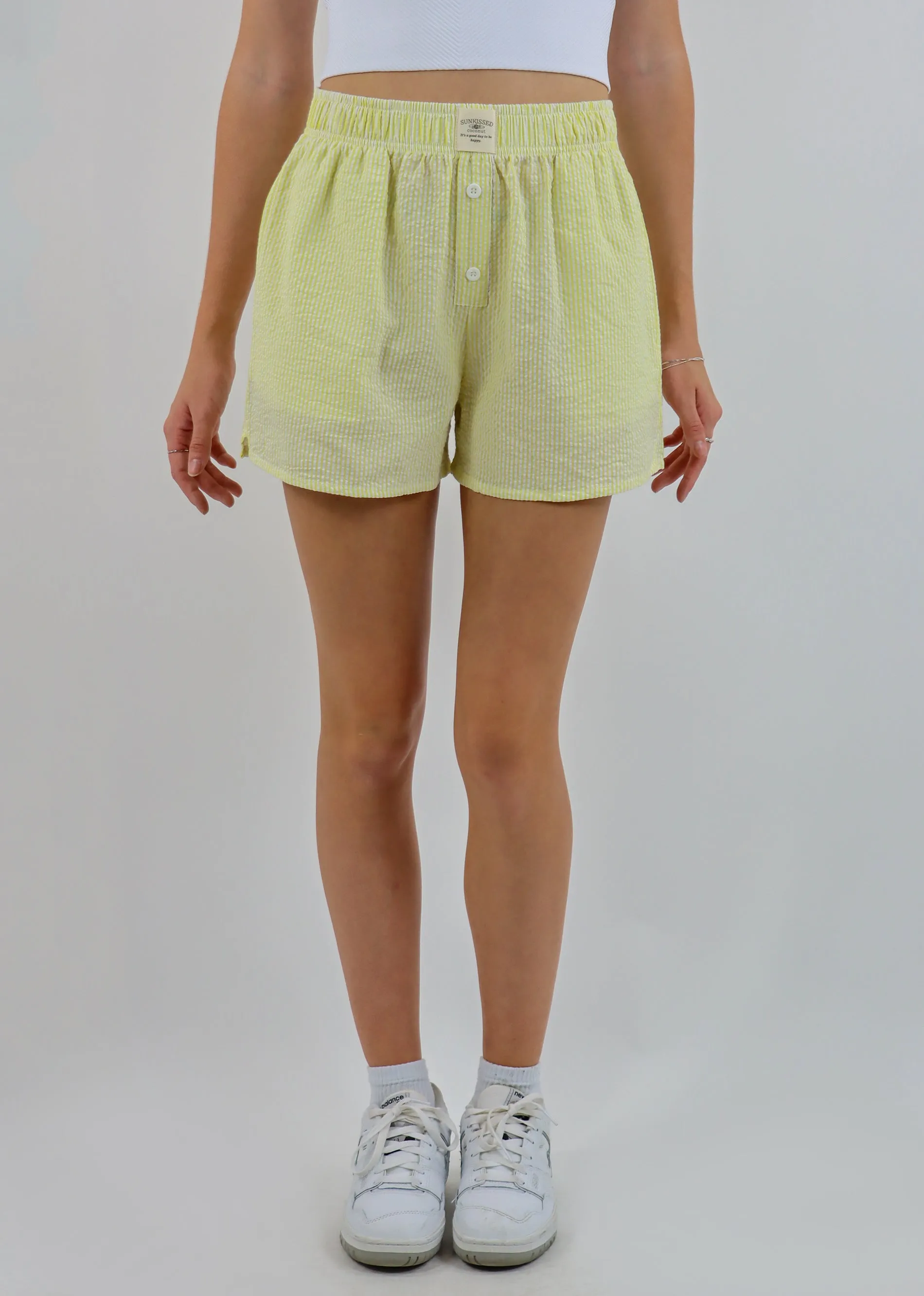 I'll Be Fine Seersucker Boxer Shorts ★ Yellow