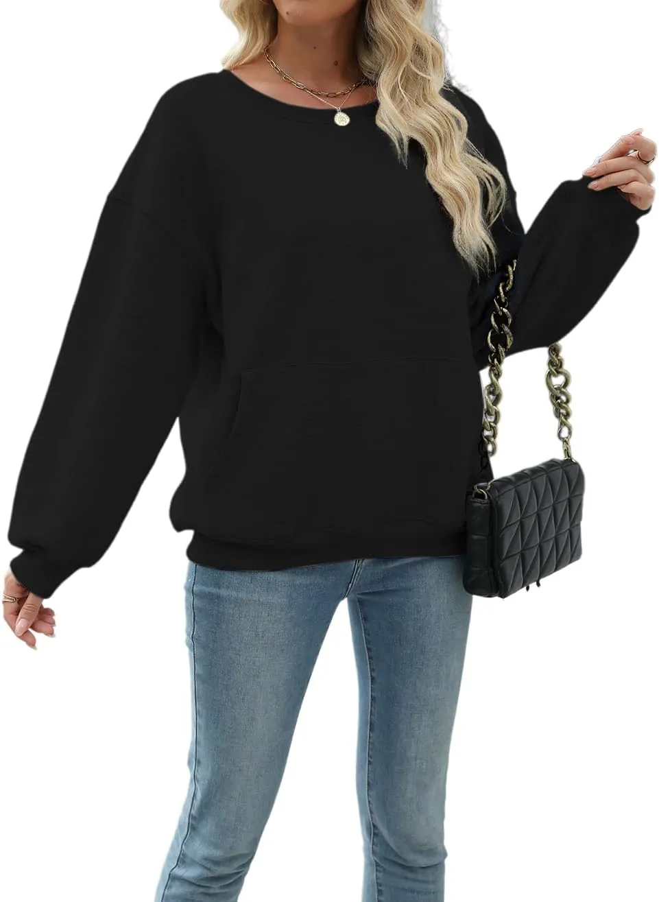 Nfison Womens Oversized Hoodies Sweatshirts Long Sleeve Casual Sweater Pullover Fall Outfits with Pocket