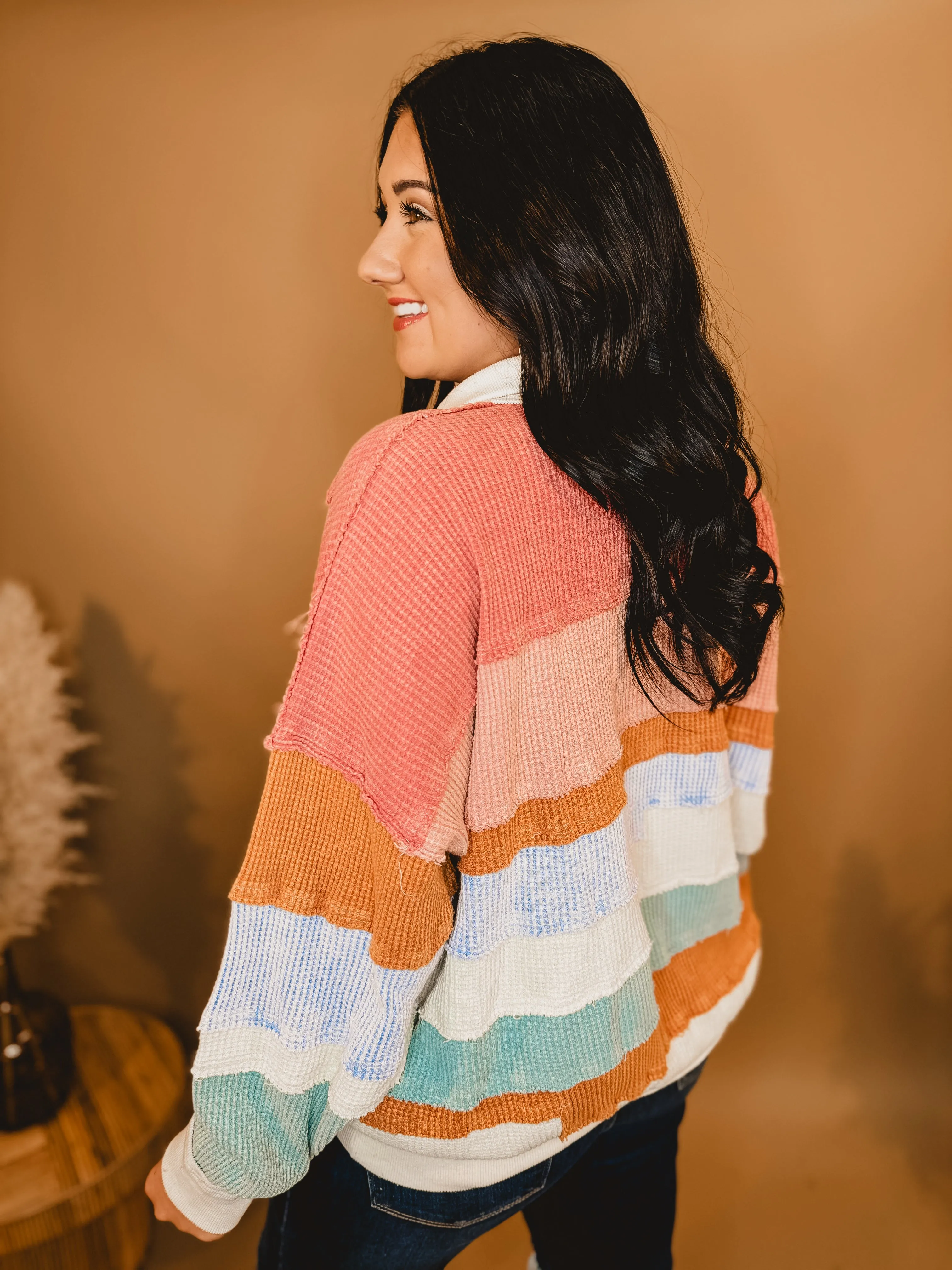 Oli & Hali Washed Color Block Zip-Up - Pink Combo