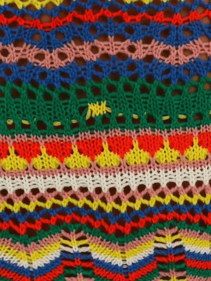 Rainbow Stripe Crochet Knit Sweater