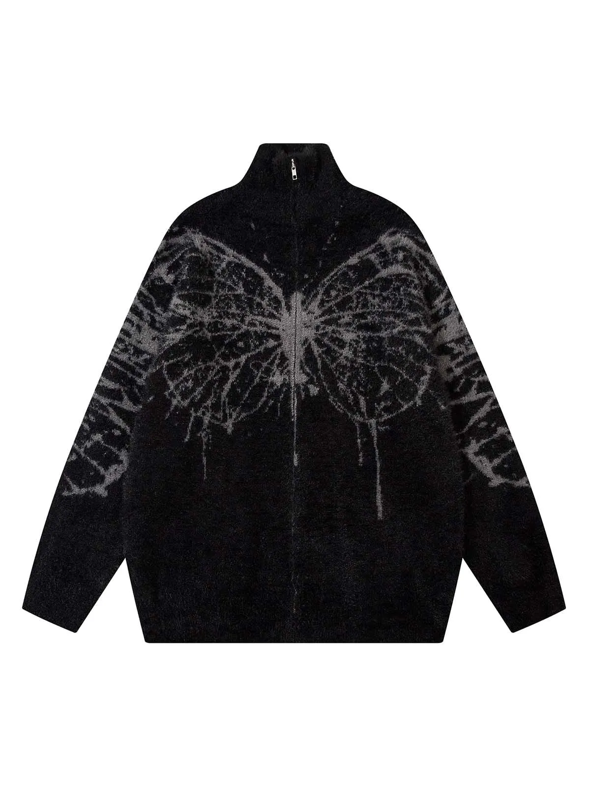 Thesupermade Butterfly Jacquard  Knit Mock Neck Sweater