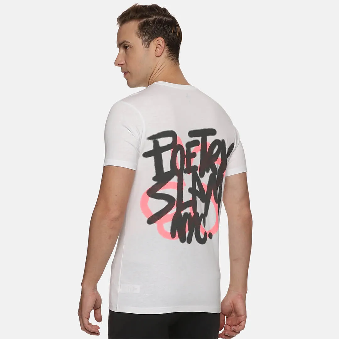 White Graphic Printed T-shirts - Poetry