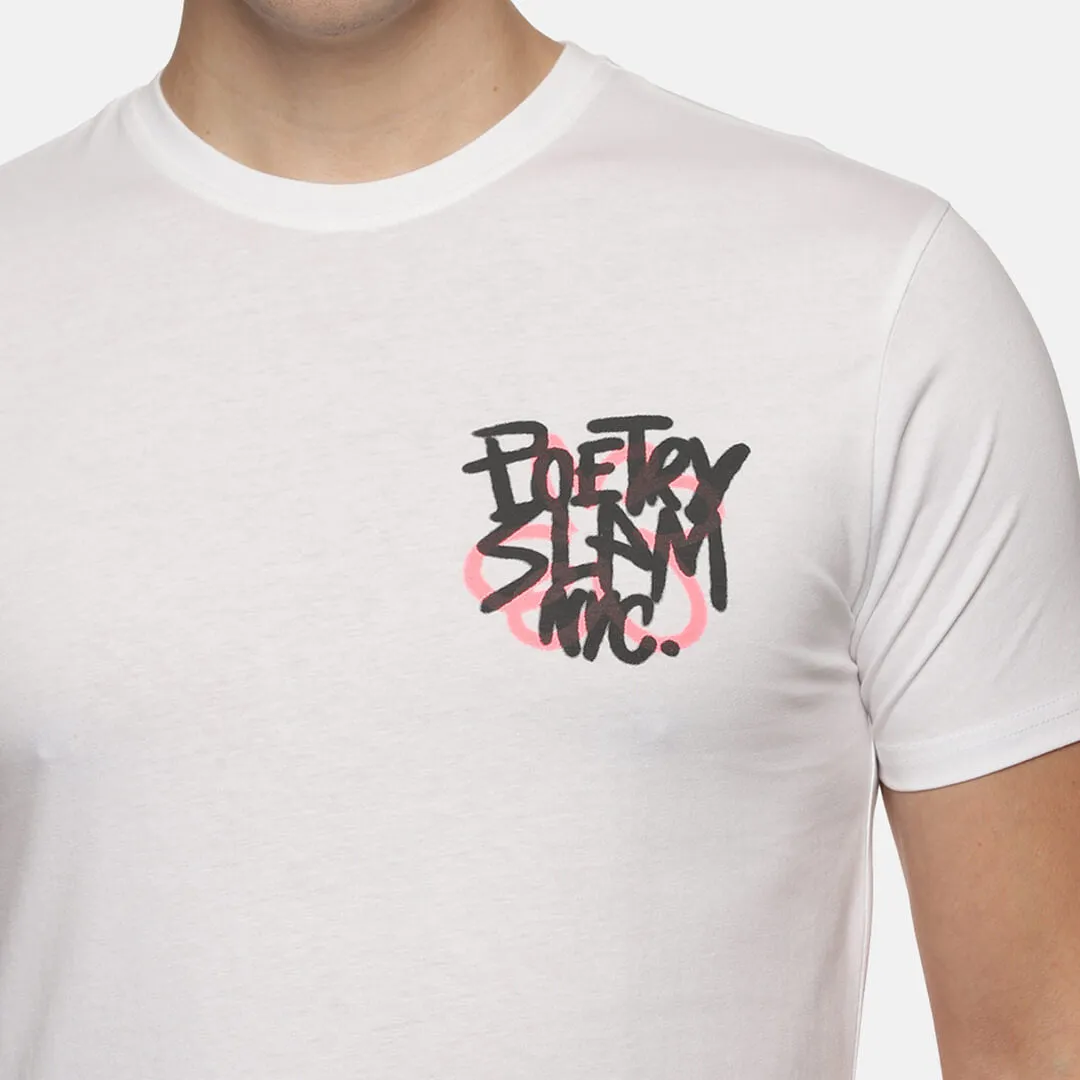 White Graphic Printed T-shirts - Poetry