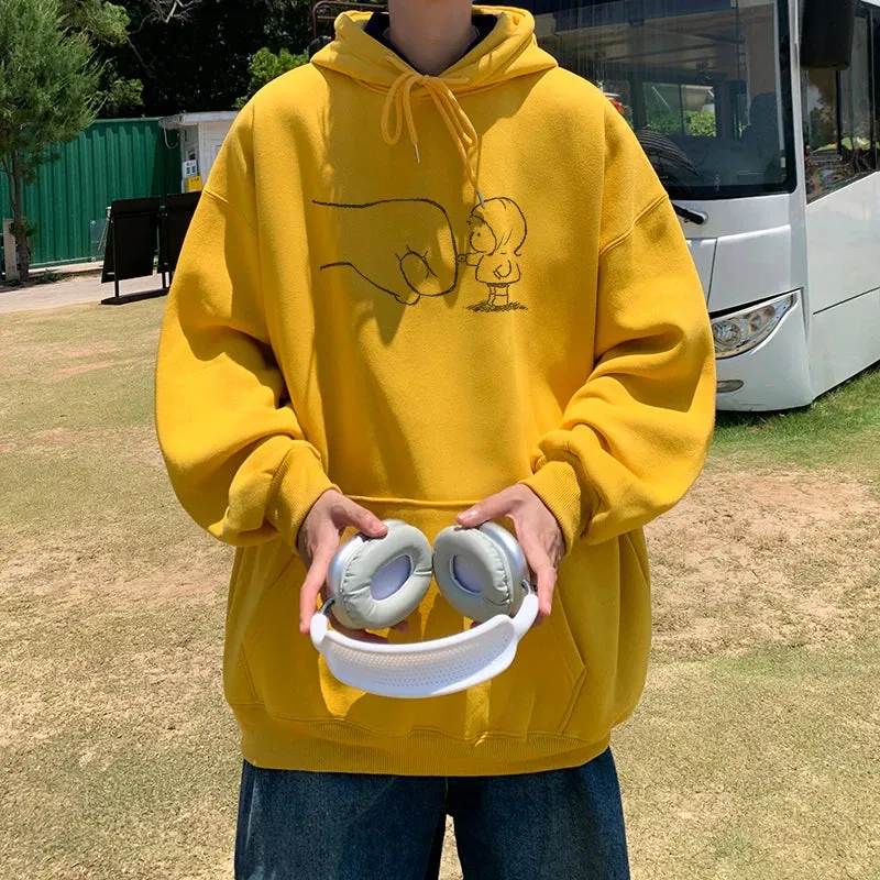 Wiaofellas  -  Korean Street Hoodie Harajuku Cute Pattern Hoodies Oversized Baggy Male Women Hooded Sweatshirt Unisex Pullover Sweatshirts