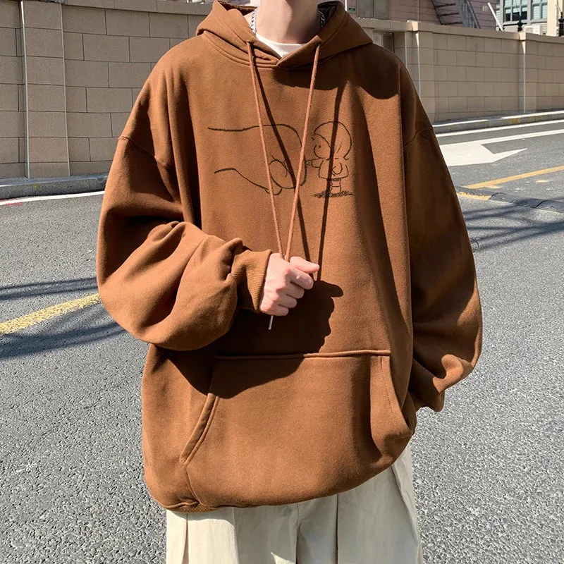 Wiaofellas  -  Korean Street Hoodie Harajuku Cute Pattern Hoodies Oversized Baggy Male Women Hooded Sweatshirt Unisex Pullover Sweatshirts