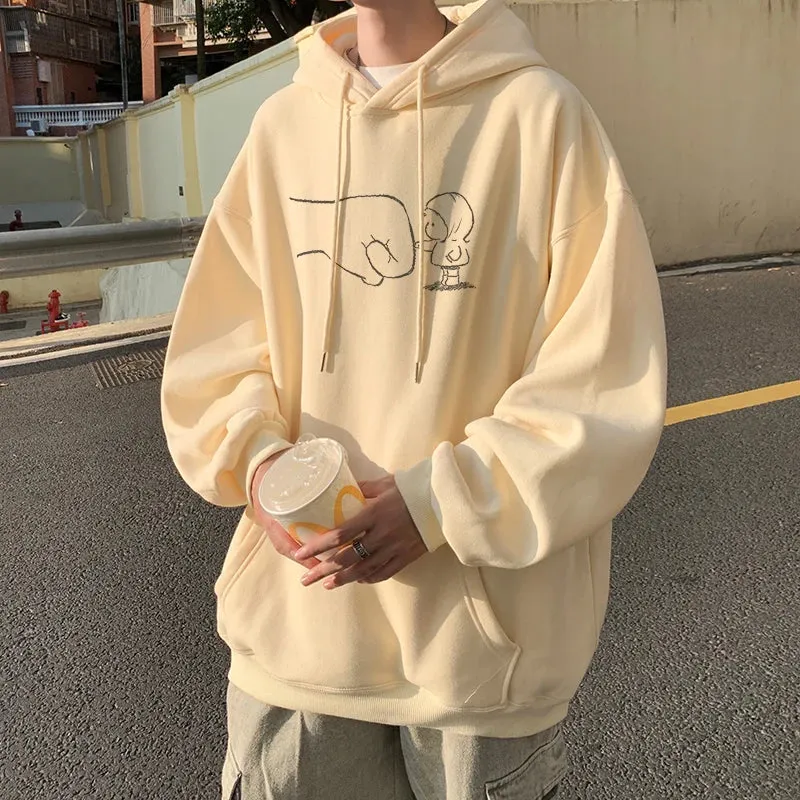 Wiaofellas  -  Korean Street Hoodie Harajuku Cute Pattern Hoodies Oversized Baggy Male Women Hooded Sweatshirt Unisex Pullover Sweatshirts