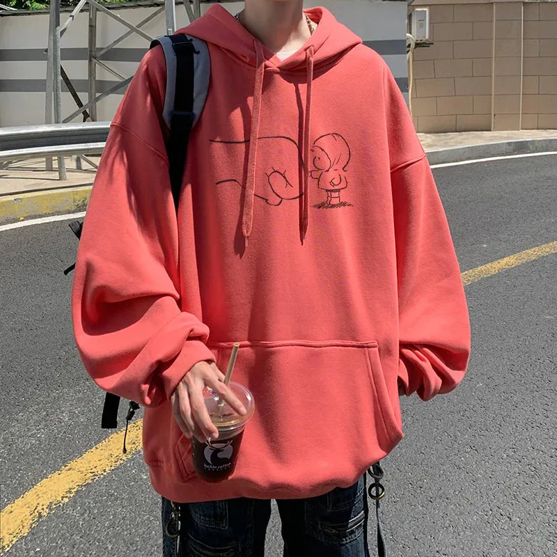 Wiaofellas  -  Korean Street Hoodie Harajuku Cute Pattern Hoodies Oversized Baggy Male Women Hooded Sweatshirt Unisex Pullover Sweatshirts