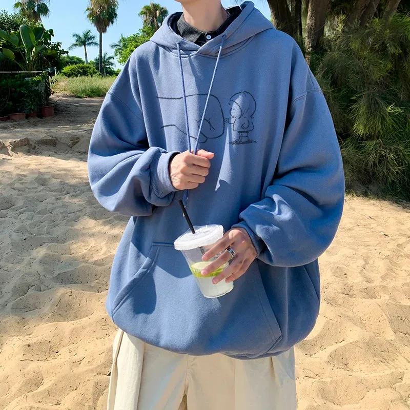 Wiaofellas  -  Korean Street Hoodie Harajuku Cute Pattern Hoodies Oversized Baggy Male Women Hooded Sweatshirt Unisex Pullover Sweatshirts