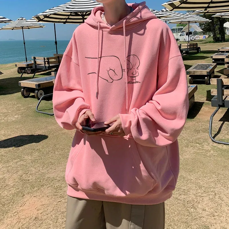 Wiaofellas  -  Korean Street Hoodie Harajuku Cute Pattern Hoodies Oversized Baggy Male Women Hooded Sweatshirt Unisex Pullover Sweatshirts