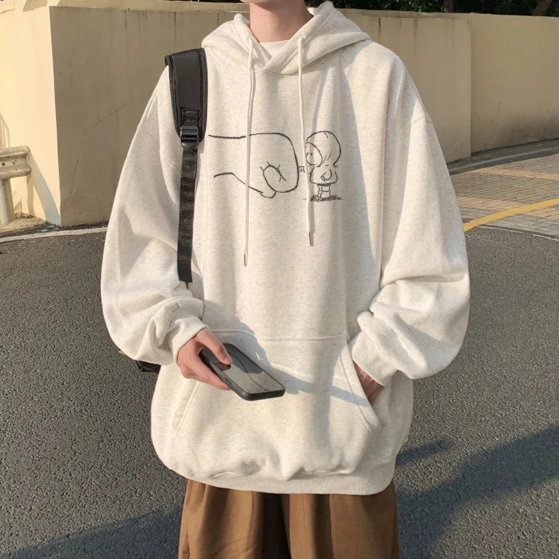 Wiaofellas  -  Korean Street Hoodie Harajuku Cute Pattern Hoodies Oversized Baggy Male Women Hooded Sweatshirt Unisex Pullover Sweatshirts