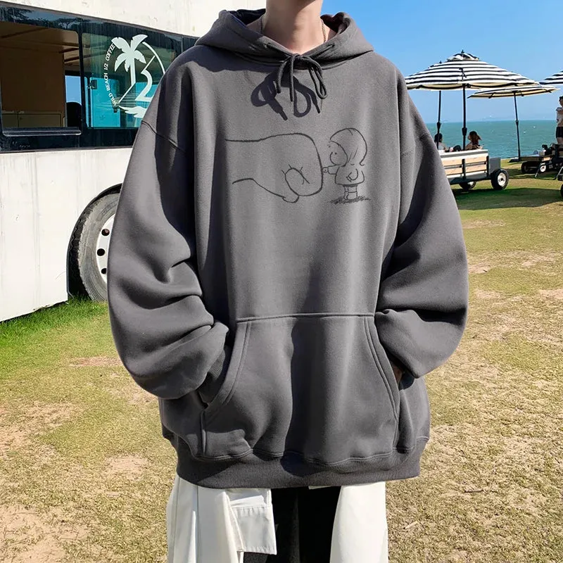 Wiaofellas  -  Korean Street Hoodie Harajuku Cute Pattern Hoodies Oversized Baggy Male Women Hooded Sweatshirt Unisex Pullover Sweatshirts