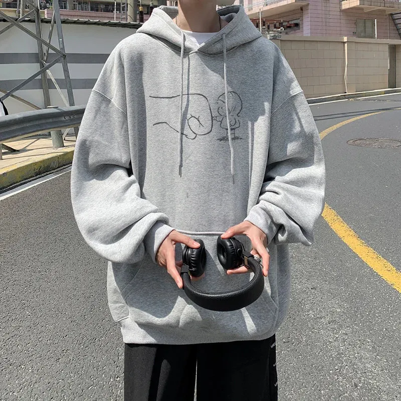 Wiaofellas  -  Korean Street Hoodie Harajuku Cute Pattern Hoodies Oversized Baggy Male Women Hooded Sweatshirt Unisex Pullover Sweatshirts